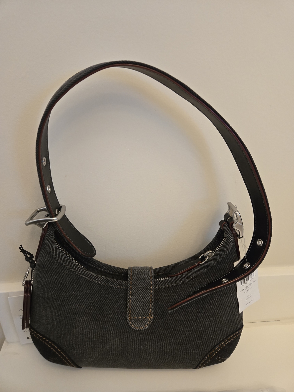 Coach Black Denim Shoulder Bag with Silver Hardware - Picture 9 of 10